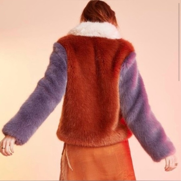 LPA Faux Fur Multicolored Jacket 413 in Rust & Lilac - Picture 2 of 9